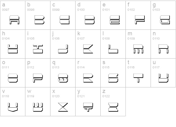 Quickmark Condensed Shadow lowercase a-z preview