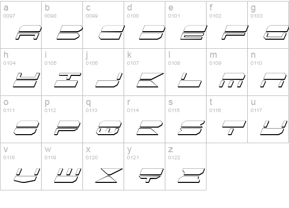 Quickmark Shadow Italic lowercase a-z preview