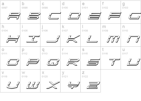 QuickStrike Shadow Italic lowercase a-z preview