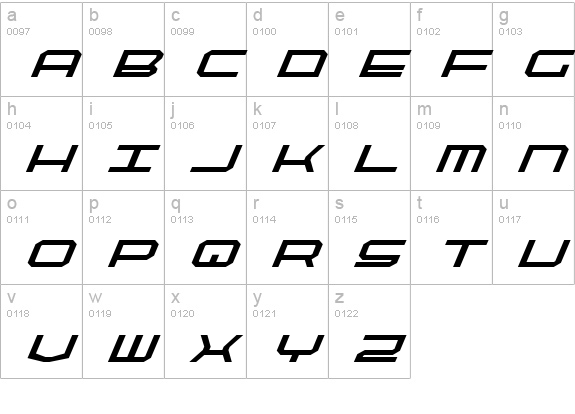 QuickTech Bold Italic lowercase a-z preview
