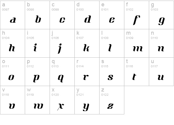 Quidic Italic lowercase a-z preview