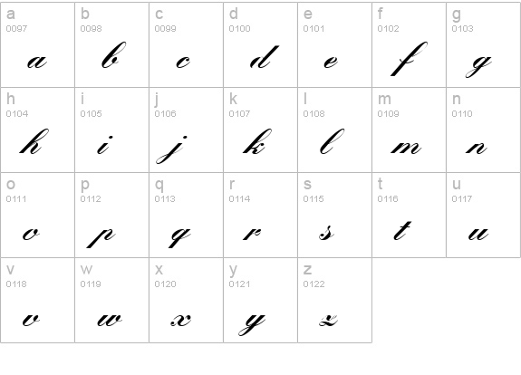 Quill Script Black SSi Black lowercase a-z preview