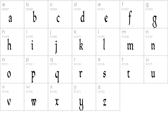 QuillPerpendicularCondensed lowercase a-z preview