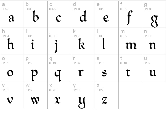 QuillPerpendicularRegular lowercase a-z preview