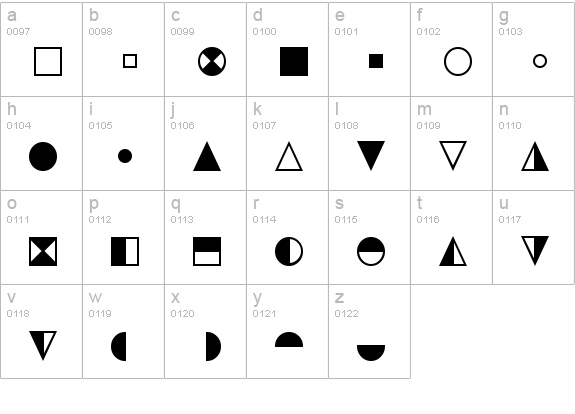 Quirks ICG lowercase a-z preview