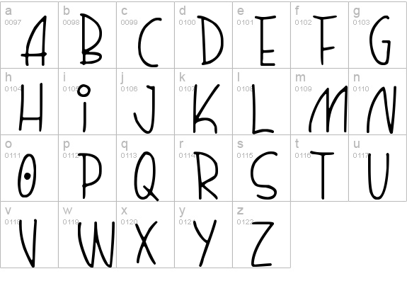 Quirky Thins
 lowercase a-z preview