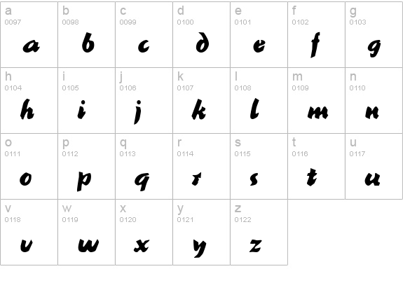 R691-Script-Bold lowercase a-z preview