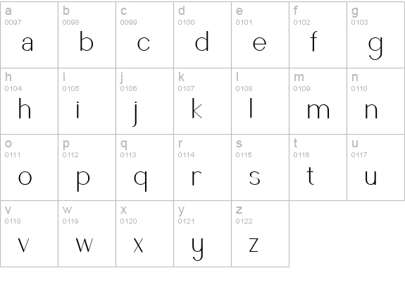 Raccosetta lowercase a-z preview