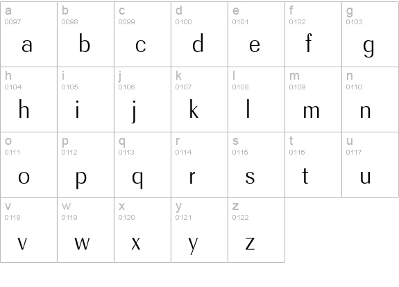 RadiantEFText-Light lowercase a-z preview