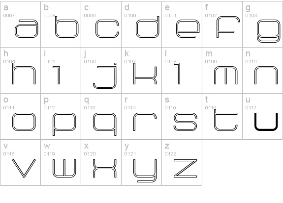 Radio 187.5 Outlined  lowercase a-z preview