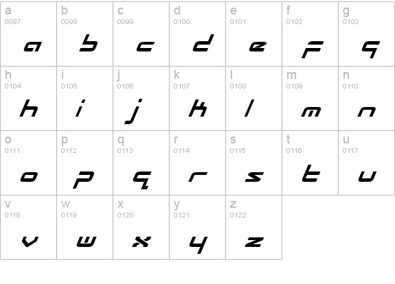 Radio Space Bold Italic lowercase a-z preview