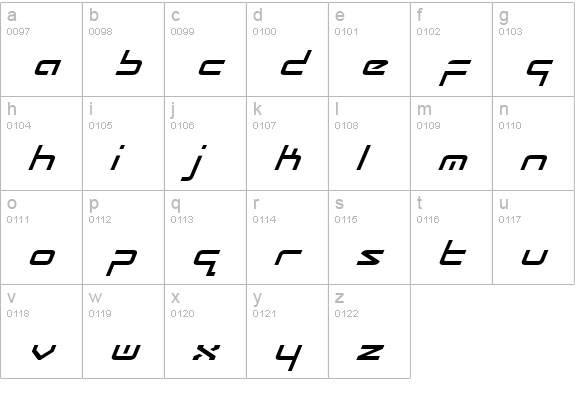 Radio Space Italic lowercase a-z preview