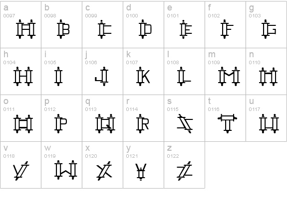 Railing lowercase a-z preview