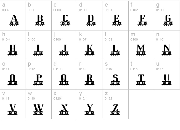 Railroad lowercase a-z preview