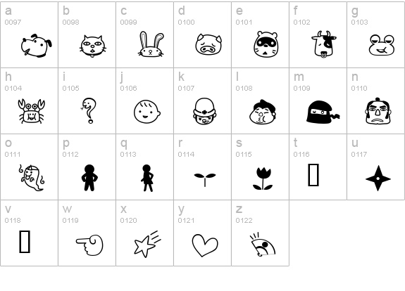 Rakugaki lowercase a-z preview