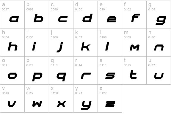 Rally-Italic lowercase a-z preview