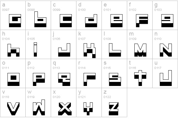 RaseGPL Outline lowercase a-z preview