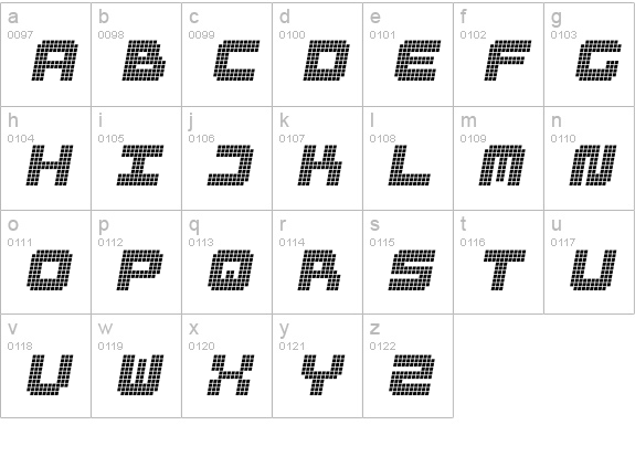 RastaManOblique lowercase a-z preview