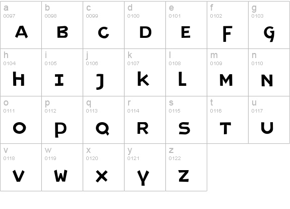 Raveline lowercase a-z preview