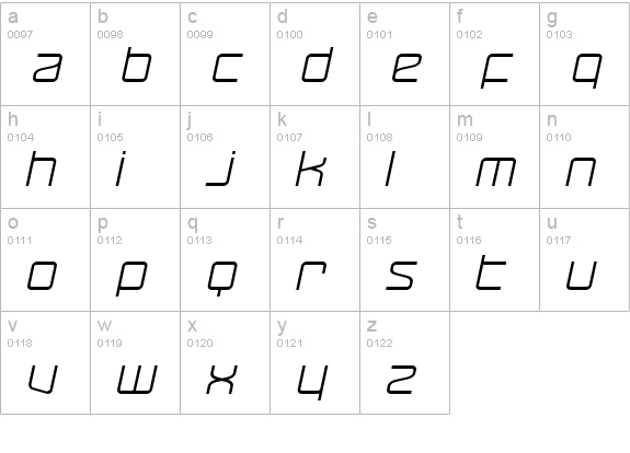 RaveParty Oblique lowercase a-z preview