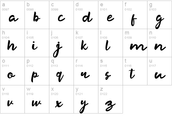 Razan Script lowercase a-z preview