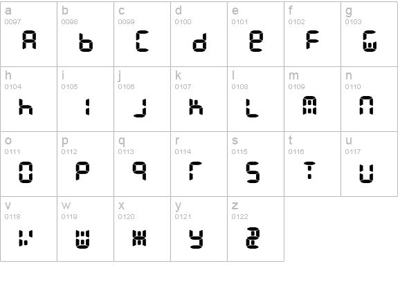 Readout-TwoFront lowercase a-z preview