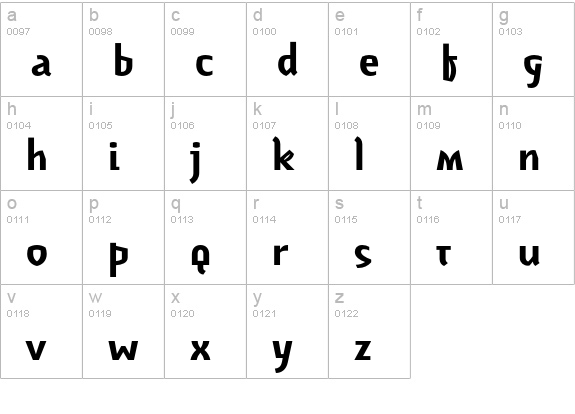Reality-Heavy lowercase a-z preview