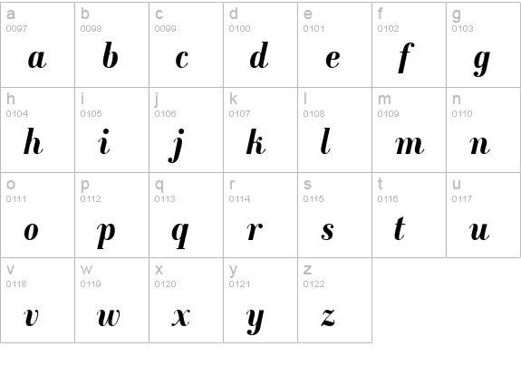 RecitalSSK BoldItalic lowercase a-z preview
