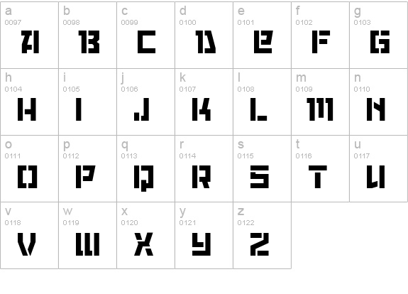 Red October Stencil lowercase a-z preview