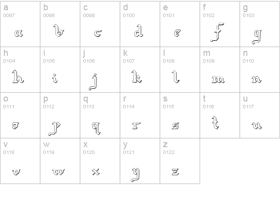 Redcoat Shadow lowercase a-z preview