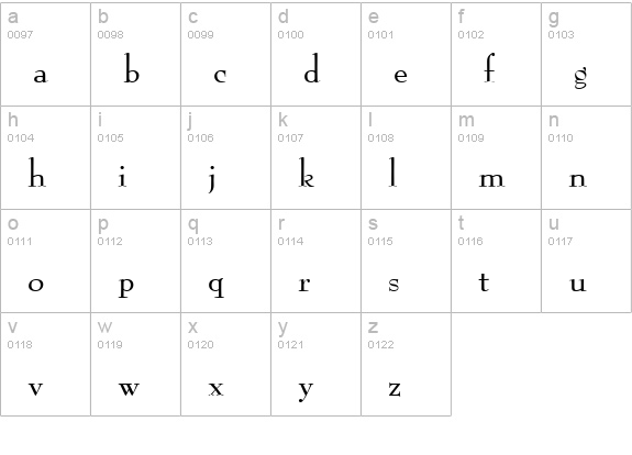 Reed Regular lowercase a-z preview