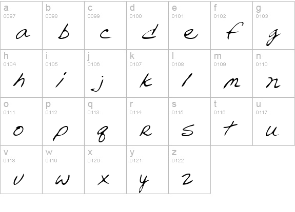 ReedsHand Regular lowercase a-z preview