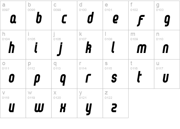 Reflex - Black Italic lowercase a-z preview