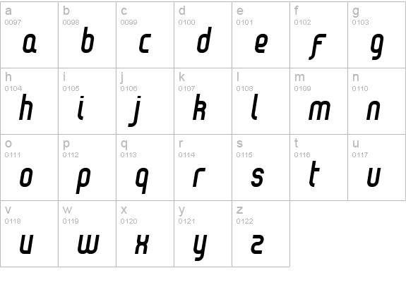Reflex Bold Italic lowercase a-z preview