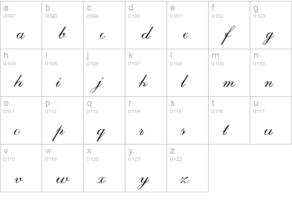 Regency lowercase a-z preview