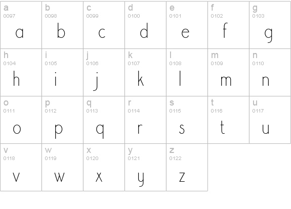 Register Sans BTN CnLt lowercase a-z preview