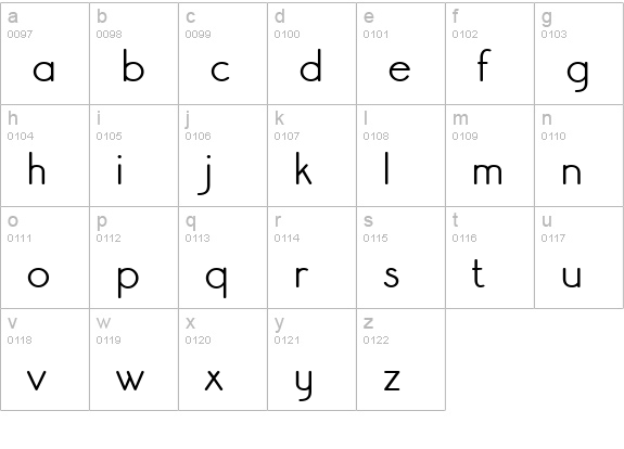Register Sans BTN Dm lowercase a-z preview