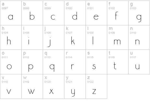 Register Sans BTN Lt lowercase a-z preview