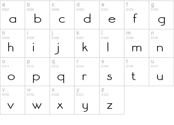 Register Sans BTN Wide lowercase a-z preview