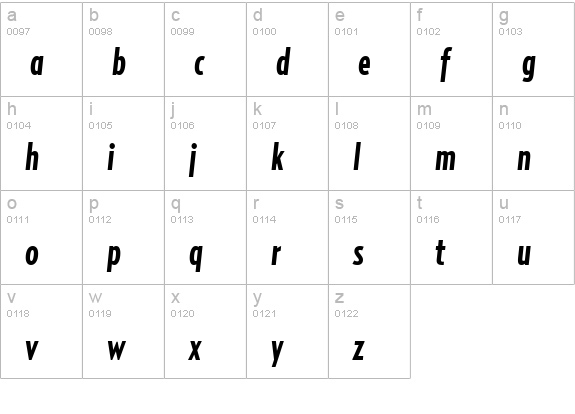 RelayComp-BoldItalic lowercase a-z preview
