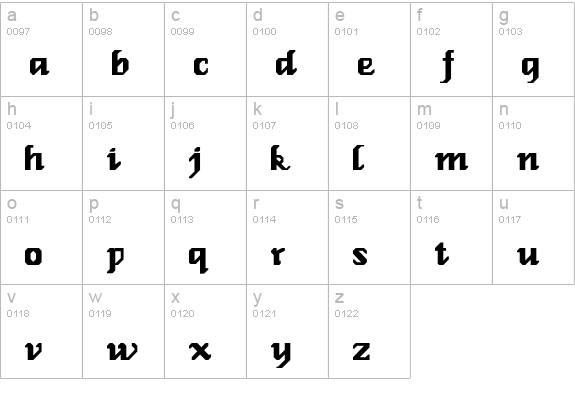 Relbe-Roman lowercase a-z preview