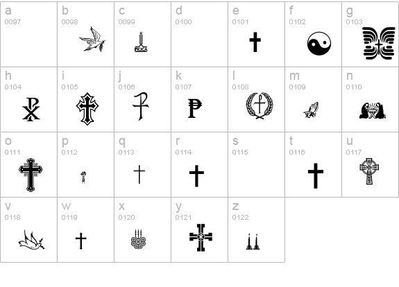 ReligiousP01 lowercase a-z preview