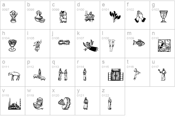 ReligiousSymbols lowercase a-z preview