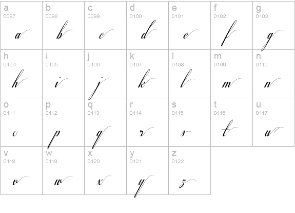 Respective Swashes Slanted lowercase a-z preview