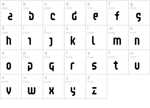 Retaliator lowercase a-z preview
