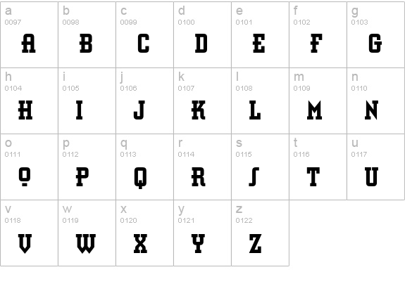 Retro Bold Std Condensed lowercase a-z preview