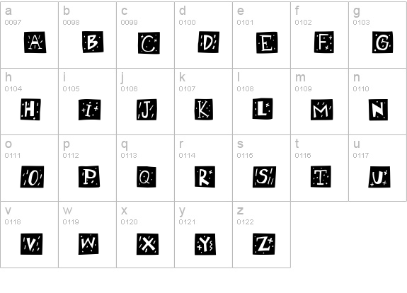 RetroCapsBW lowercase a-z preview