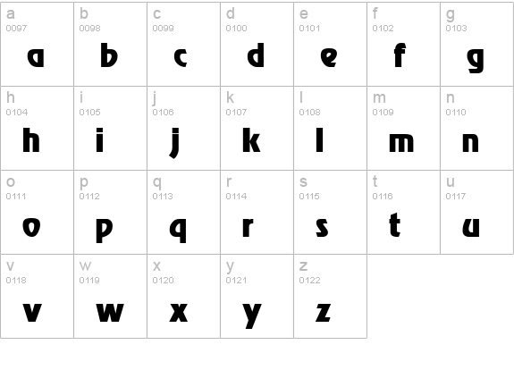 Revel Regular lowercase a-z preview