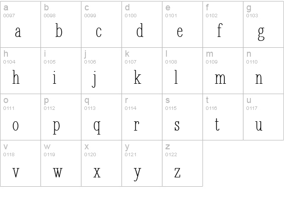 Revelation BTN Cond lowercase a-z preview