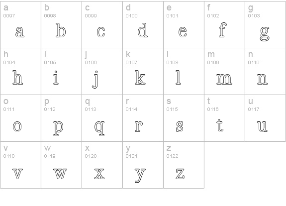 Revelation BTN Out lowercase a-z preview